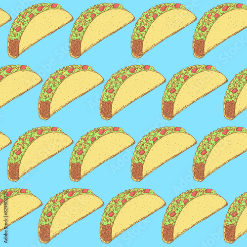 Sketch mexican taco in vintage style