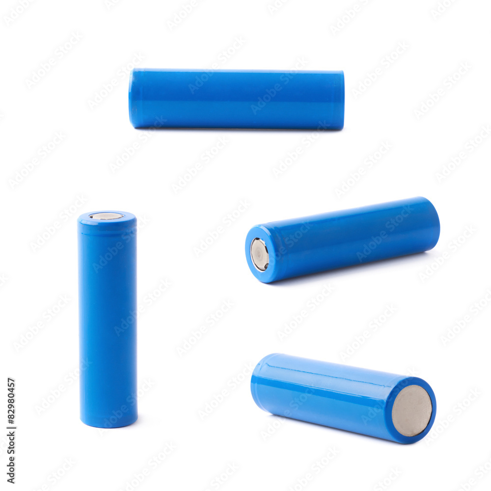 Blue rechargeable battery isolated Blue rechargeable battery isolated
