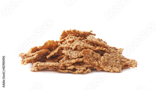 Pile of whole grain cereal flakes