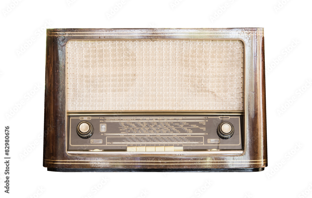 Old radio receiver of the last century isolate Old radio receiver of the last century isolate