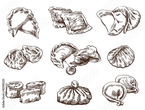 Set of different dumplings