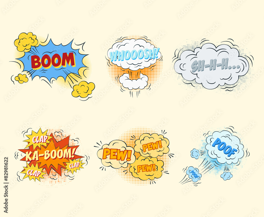 Comic blank text speech bubbles in pop art style set Stock Vector ...