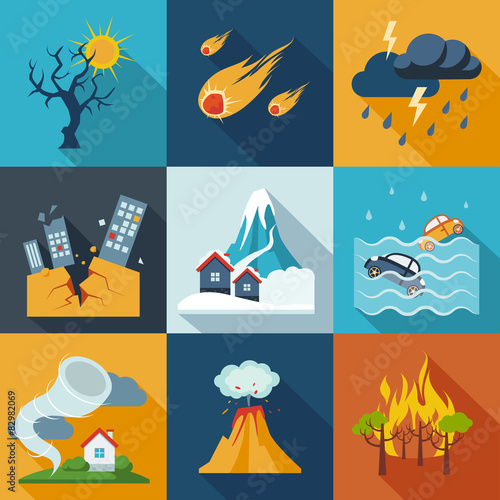 Fotografiet Natural Disaster Icons