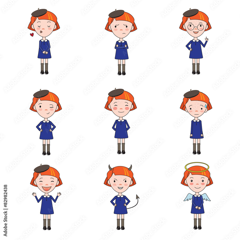 Set of Vector Emotions Character in Flat Style. Set of Vector Emotions Character in Flat Style.