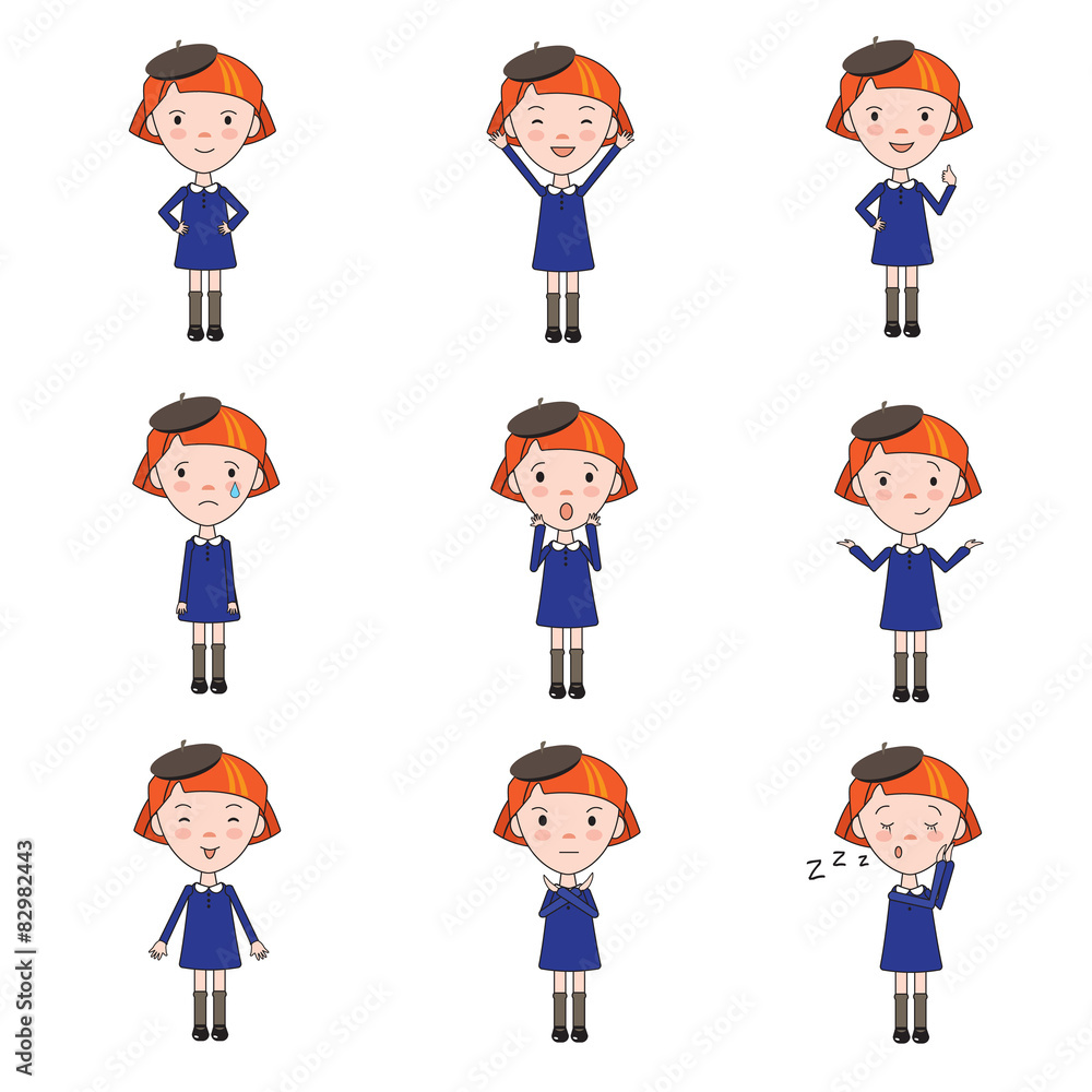 Set of Vector Emotions Character in Flat Style. Set of Vector Emotions Character in Flat Style.