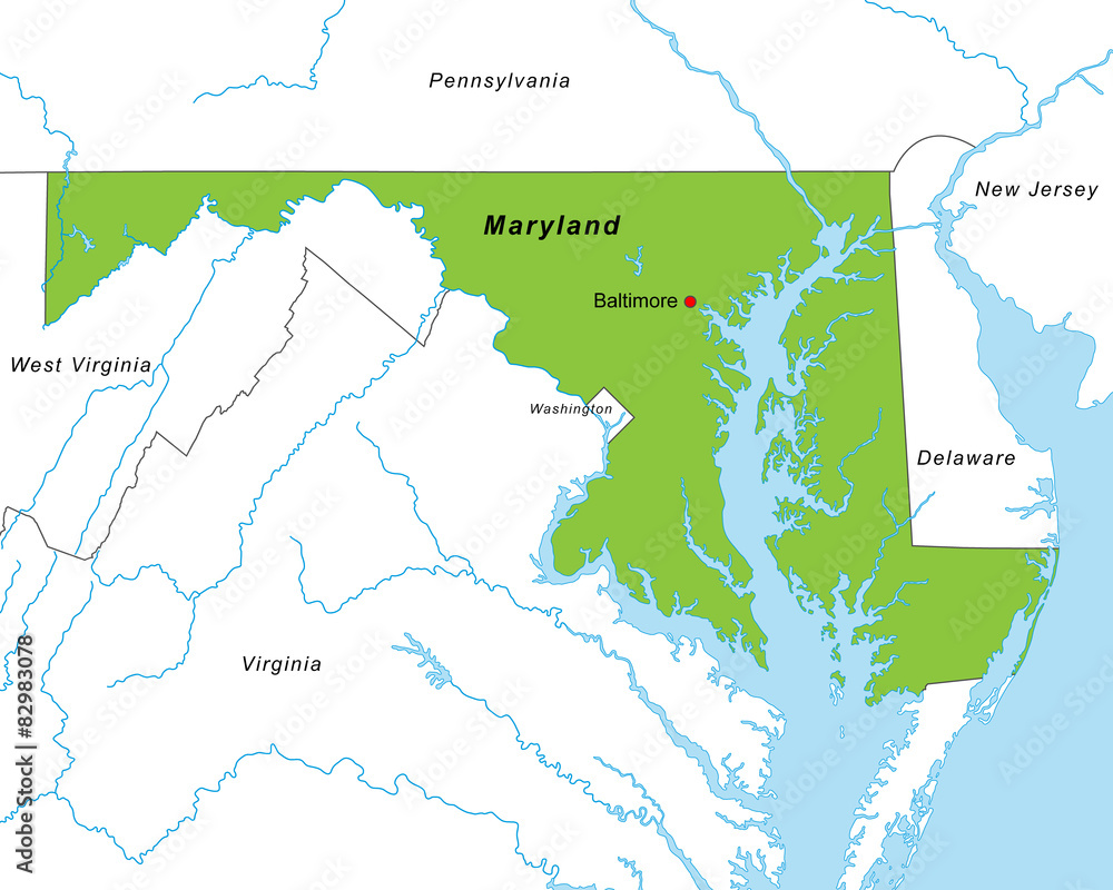 Karte von Maryland (USA) Adobe Stock