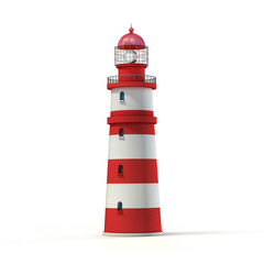 Poster Vuurtoren Vuurtoren op rotsachtige kust illustratie  © koya979
