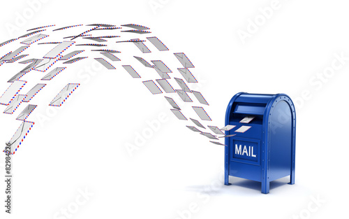 letters flying into mail box photo