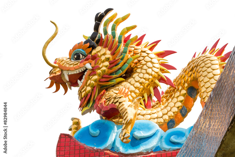 Dragon statue on temple roof on isolated background Dragon statue on temple roof on isolated background