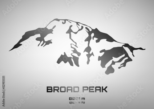 Outline vector illustration of steel Broad Peak