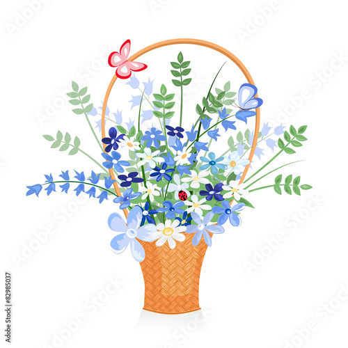 Fototapeta Naklejka Na Ścianę i Meble -  blue flowers in basket