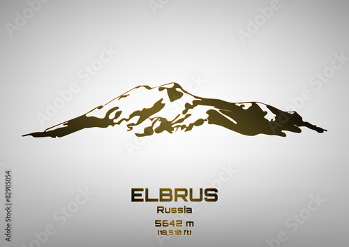 Outline vector illustration of bronze Mt. Elbrus