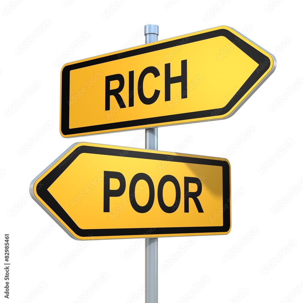 two road signs - rich or poor choice two road signs - rich or poor choice