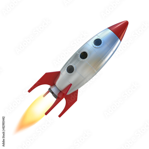 Photo cartoon rocket space ship