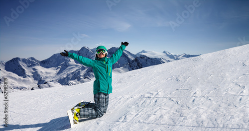 snowboard  at snow hill, Solden, Austria, extreme winter sport