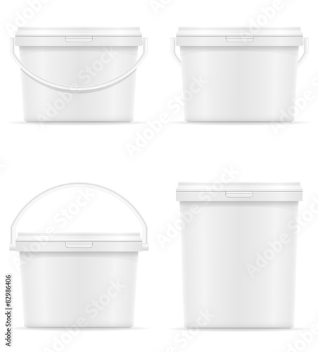 white plastic bucket for paint vector illustration photo