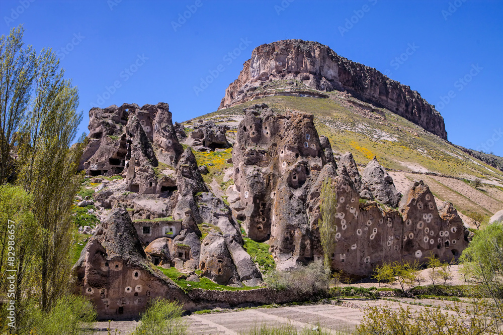 Fototapeta premium lives and churches carved in the rocks area Toganli, Turkey