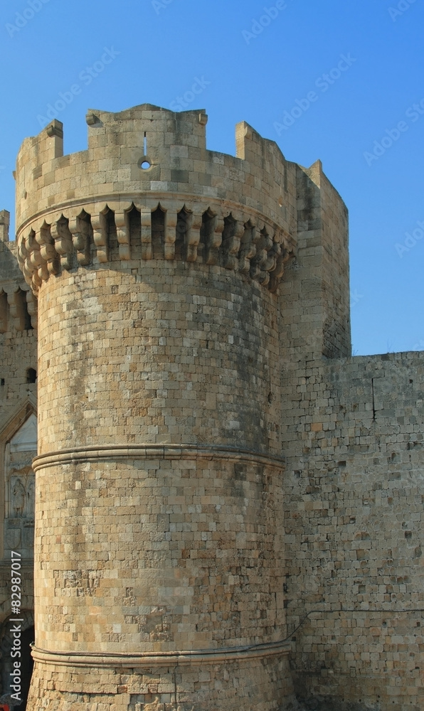 Tower of ancient fortress. Rhodes, Greece