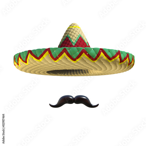 Mexican hat sombrero with mustache photo