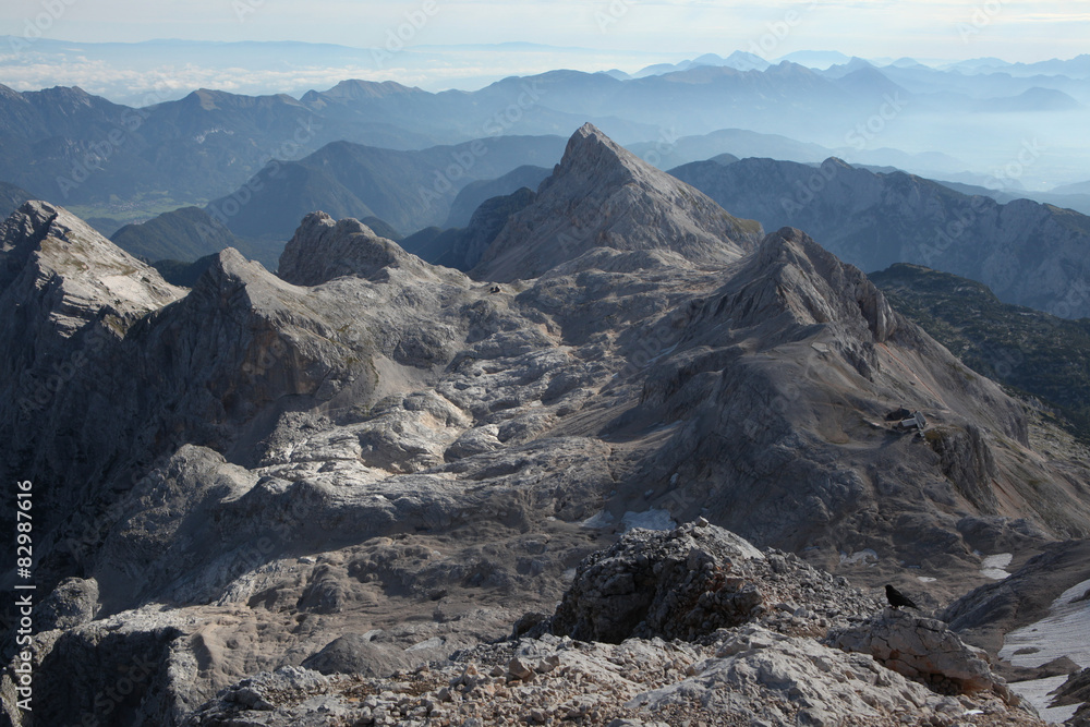 View from Mount Triglav in the Julian Alps, Slovenia.