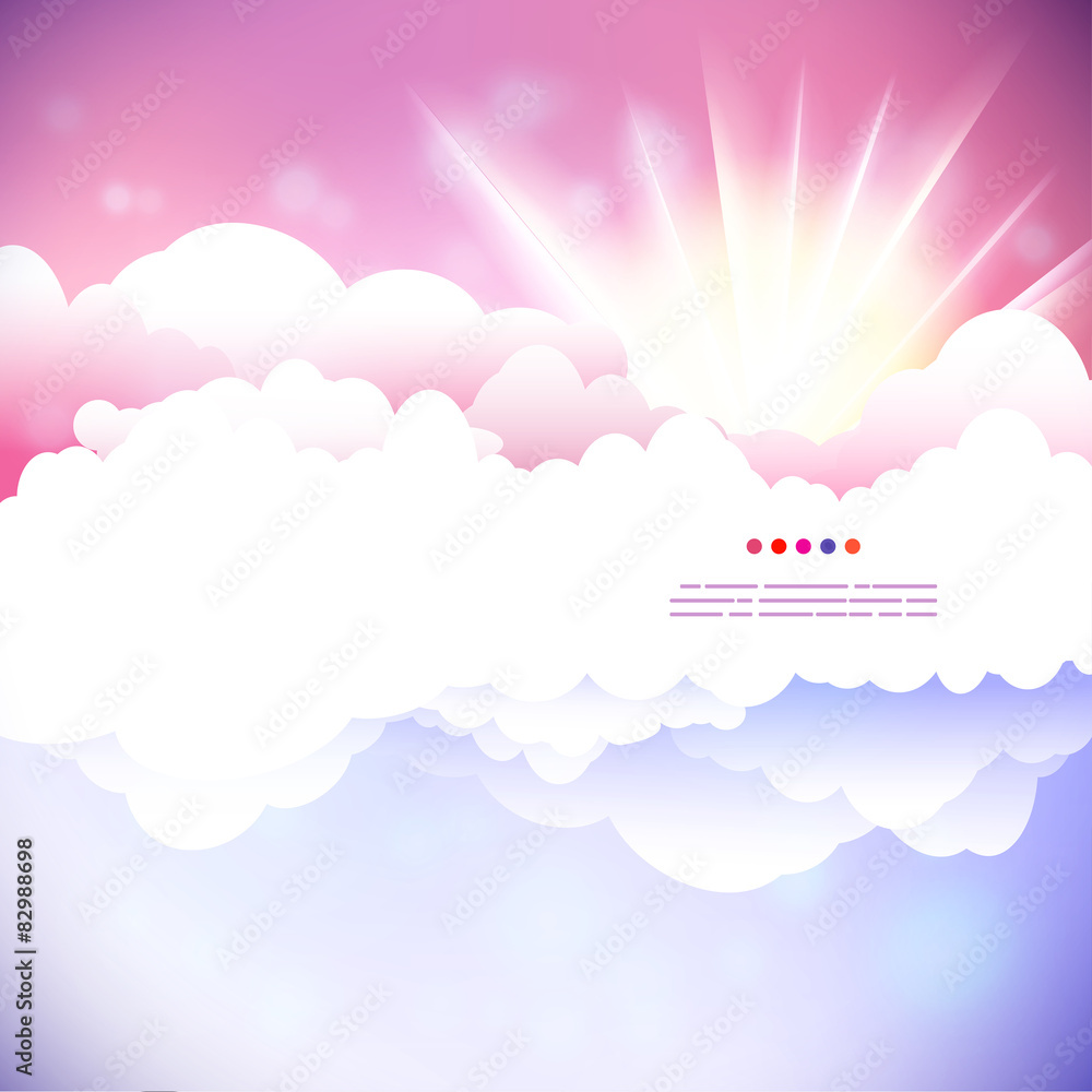 Drawing cloudy sky with sun illustration
