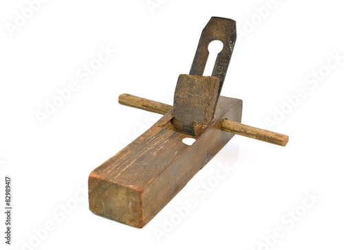 old wood planer isolated on white background