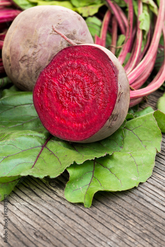 Fresh beetroot with leaves