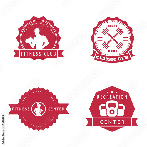 Fitness, Recreation Center, Gym vintage logo, emblems, signs