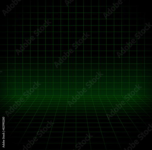 Blank space with perspective grid, wire frame for "virtual world