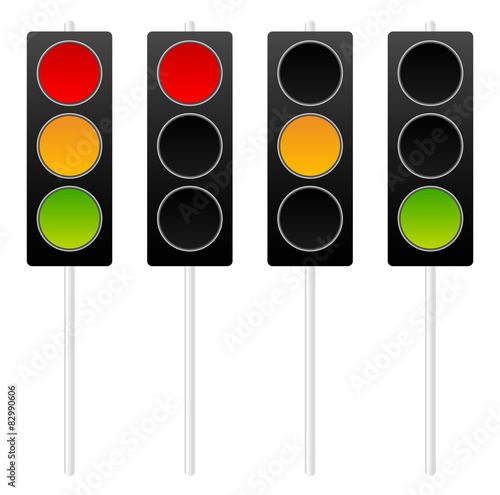 Traffic lights, traffic lamps isolated on white. Vector