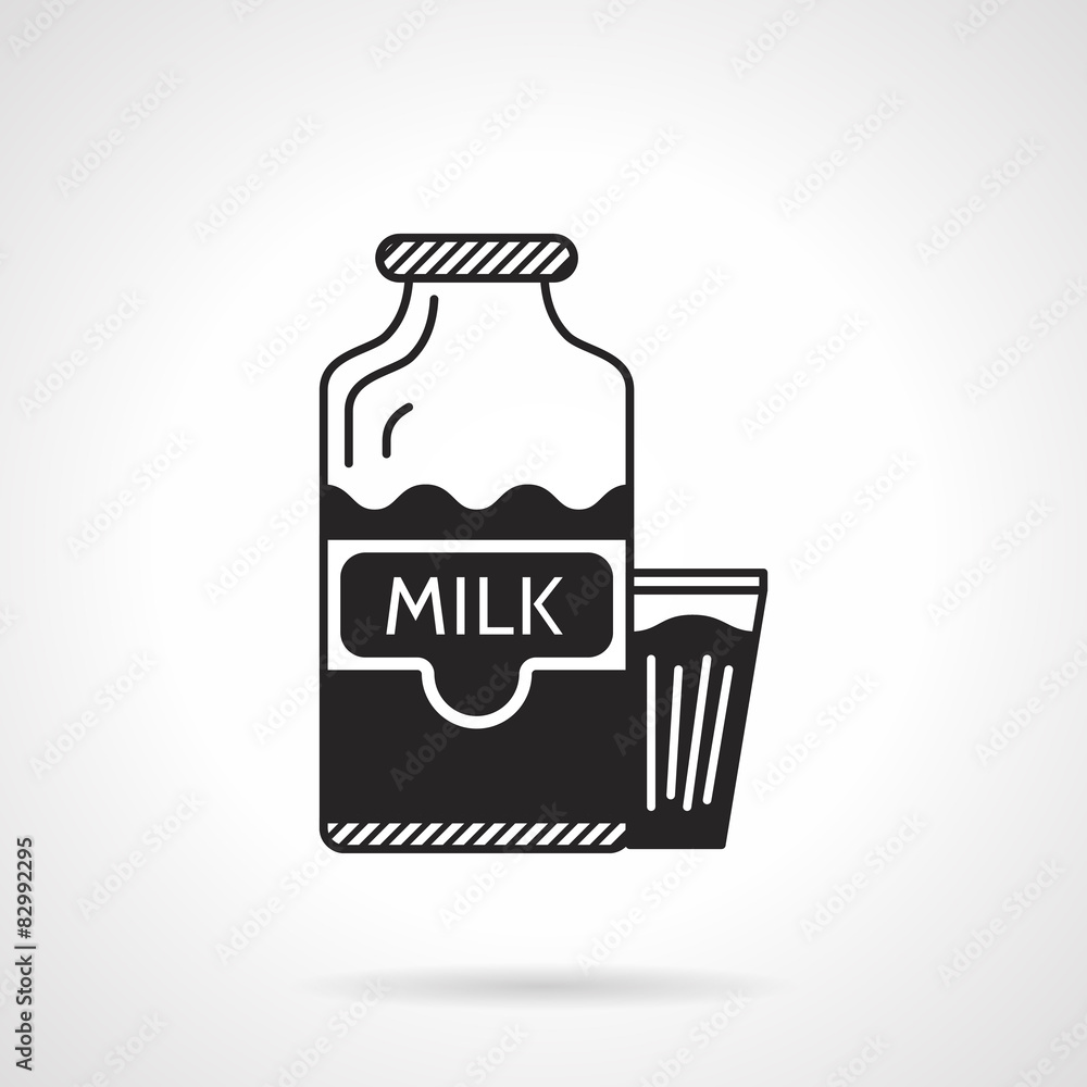 Milk bottle and glass black vector icon Milk bottle and glass black vector icon