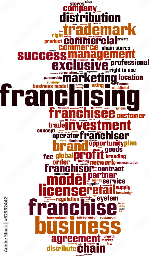 Obraz premium Franchising word cloud concept. Vector illustration