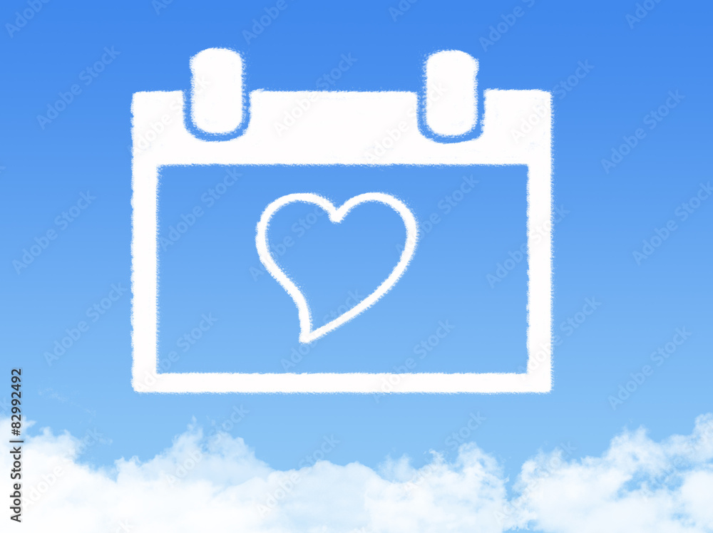 Love calendar cloud shape Love calendar cloud shape