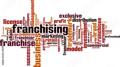 Franchising word cloud concept. Vector illustration