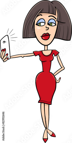 girl doing selfie photo cartoon