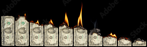 Canvas Print Burning dollars