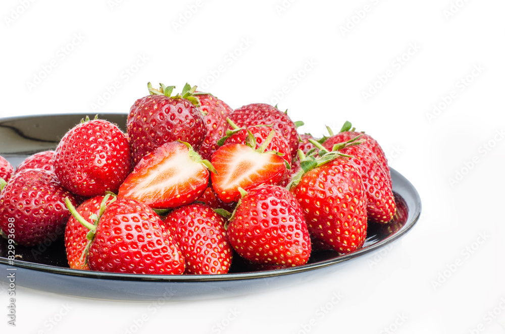 Strawberry in disk on white background Strawberry in disk on white background