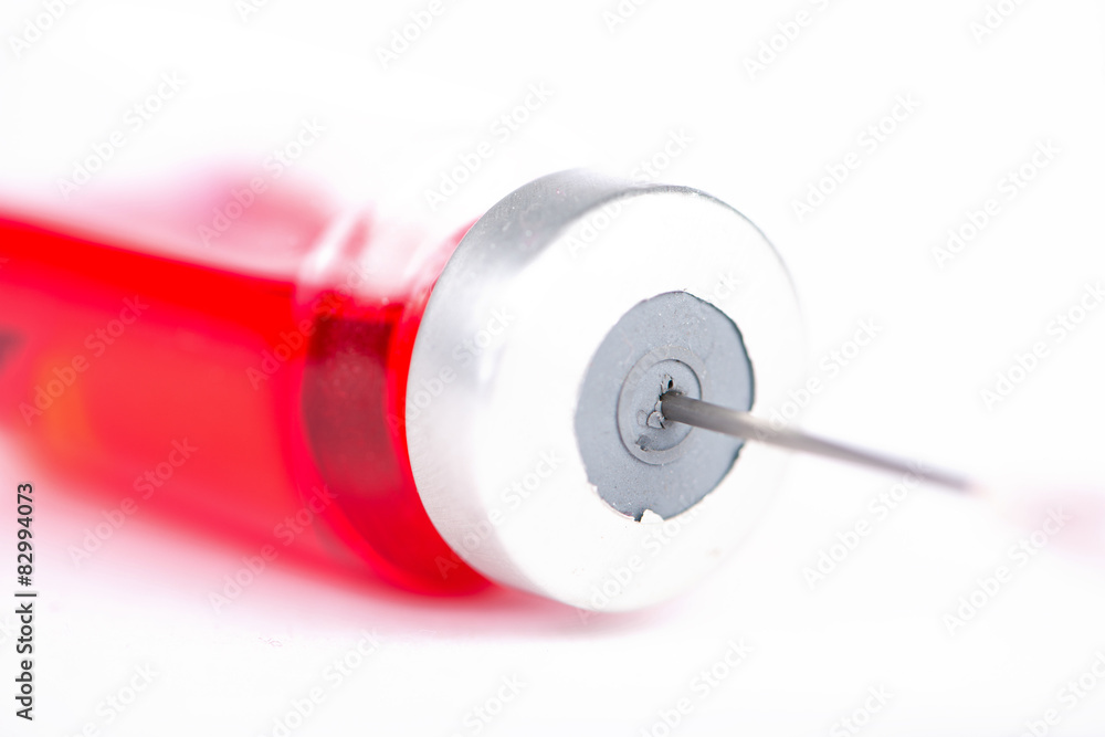Closed up injection needle and medicine vial Closed up injection needle and medicine vial