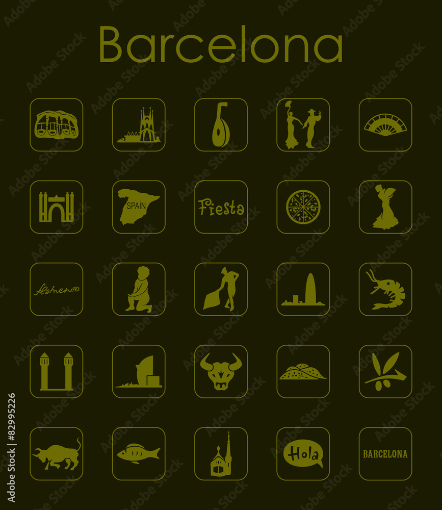 Set of Barcelona simple icons