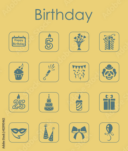 Set of birthday simple icons