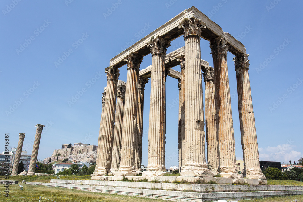 Ruin of the temple of Olympian Zeus in Athens, Greece