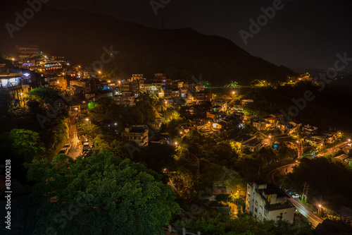 Night time landscape of Jiufen, a famous city in Taiwan