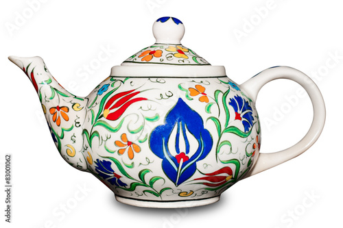 ceramic teapot on white background photo