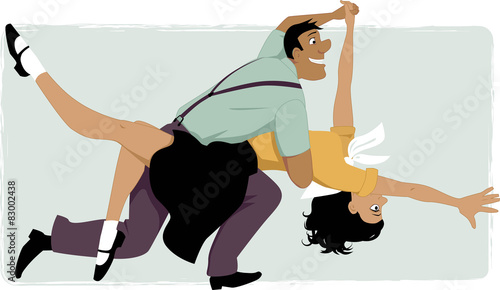 Young couple dancing swing or rock and roll