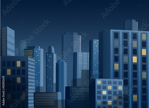 Cityscape at night vector background