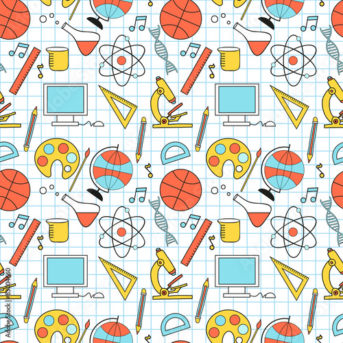 Seamless sketch of education doddle elements.