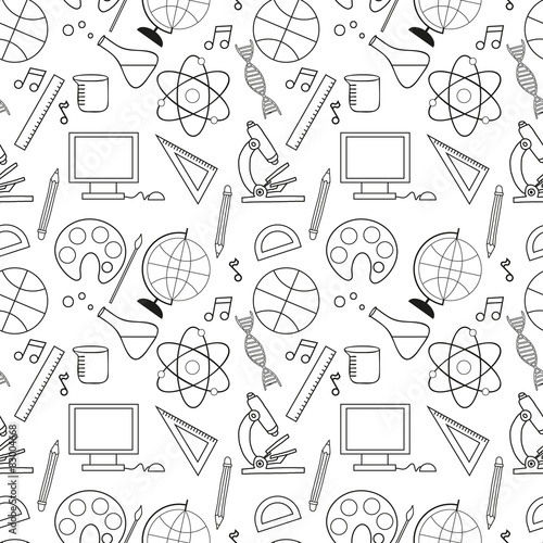 Seamless sketch of education doddle elements.
