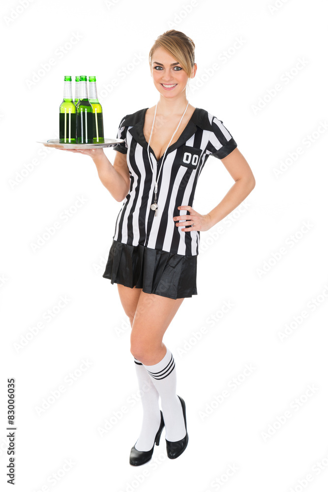 Female Referee Carrying Drinks Female Referee Carrying Drinks