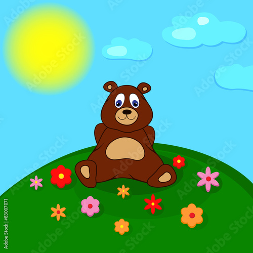 Little teddy bear on the meadow