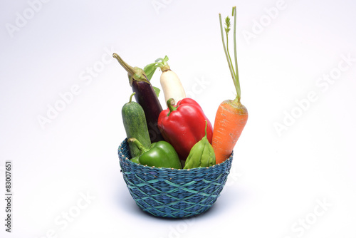 Radish、Carrot、Paprika、 vegetables in the basket